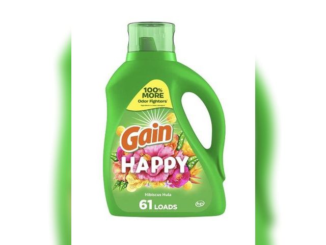 Lot 96-200766 - Gain Happy HE compatible Liquid Laundry Detergent, Hibiscus Hula, 88 fl oz - 61 loads New