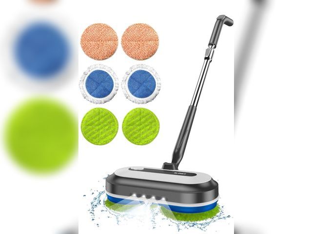 Lot 96-170554 - Cordless Electric Mop, Electric Spin Floor Mop with LED Headlights &amp; Water Sprayer, Long-Lasting...