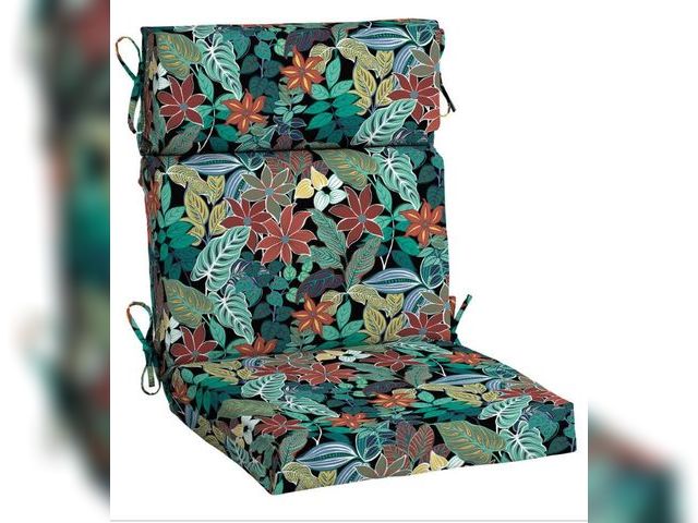 Lot 96-165943 - Hampton Bay 20 in. x 24 in. Black Tropical Outdoor High Back Dining Chair Cushion
New