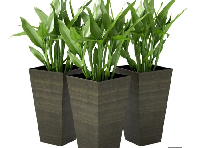 Lot 96-159607 - Outsunny Set of 3 Tall Planters, 28" Outdoor Planter w/ Drainage Holes, Faux Wood Plastic Flower Pot...