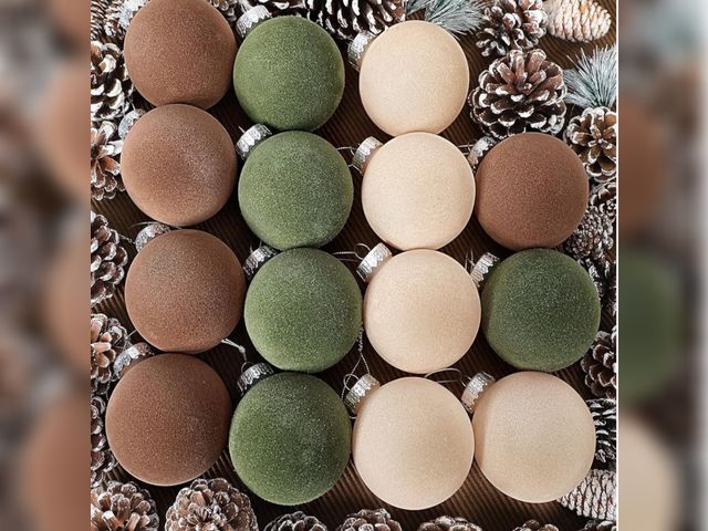 Lot 96-194919 - Box of 12 cases of 15 Pcs Velvet Christmas Balls Bulk Flocked Christmas Tree Ball Ornaments Plastic ...