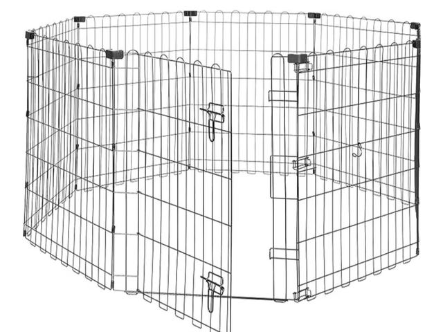 Lot 96-177431 - Amazon Basics Foldable Octagonal Metal Exercise Dog Playpen - Indoor/Outdoor, Single Door, Small (8 ...
