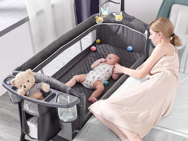 Lot 96-172524 - ADOVEL Baby Bassinet Bedside Crib, Pack and Play with Mattress, Diaper Changer and Playards from New...
