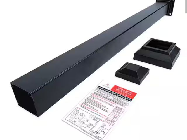 Lot 96-162733 - Aria Railing 
3 in. x 3 in. x 36 in. Black Powder Coated Aluminum Deck Post Kit new