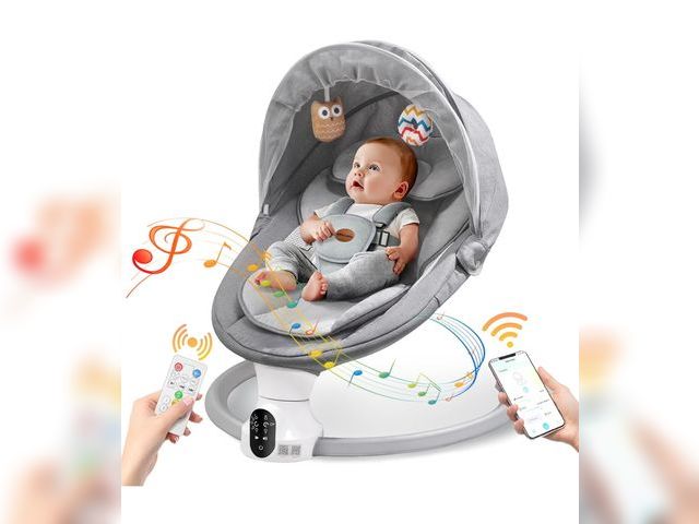 Lot 96-164130 - Smelluck Baby Swing for Infants - Exclusive App &amp; Bluetooth Function, Electric Baby Swing with 5...