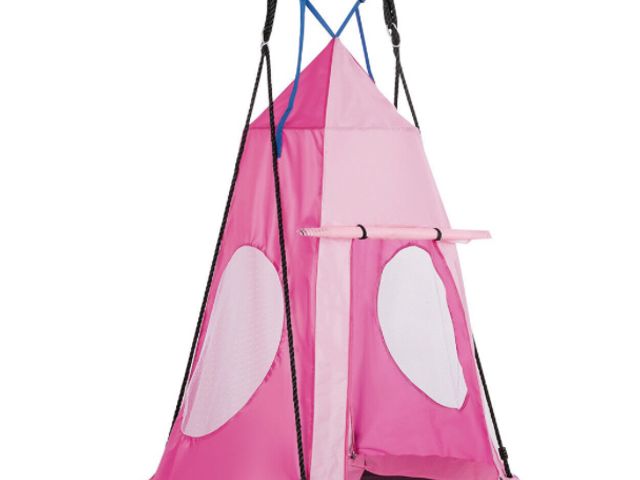 Lot 96-198524 - Costway Kids' 40-Inch Hanging Chair Tent Swing - Pink
New