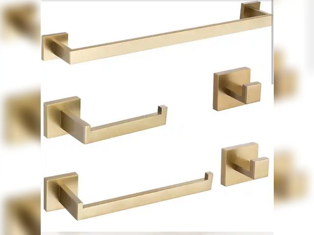 Lot 96-212253 - BWE 5-Piece Bath Hardware Set with Double Hooks Towel Ring Toilet Paper Holder and 24 in. Towel Bar ...