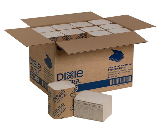 Lot 96-179645 - Georgia-Pacific Dixie Ultra® 2-Ply Interfold Napkin Dispenser Refills, 6 1/2" x 5", Brown, 250 Napki...