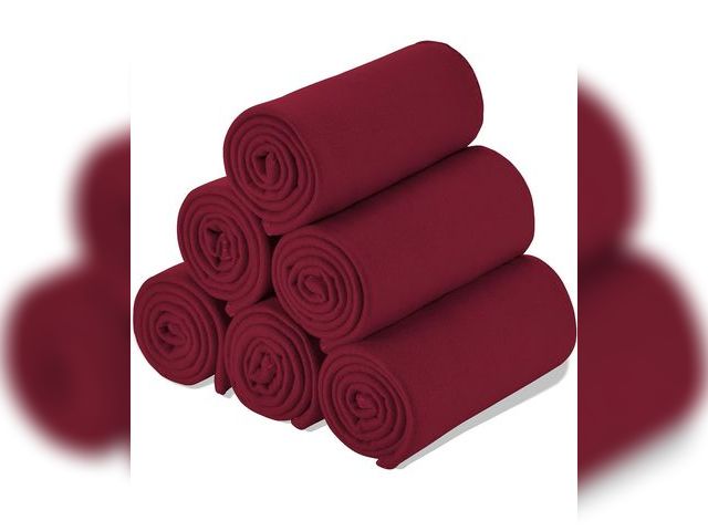 Lot 96-191801 - Special SG Glory Fleece Throw Blanket Set Bulk for Travel Kids Outdoor Wedding Pet (Burgundy, Pack o...