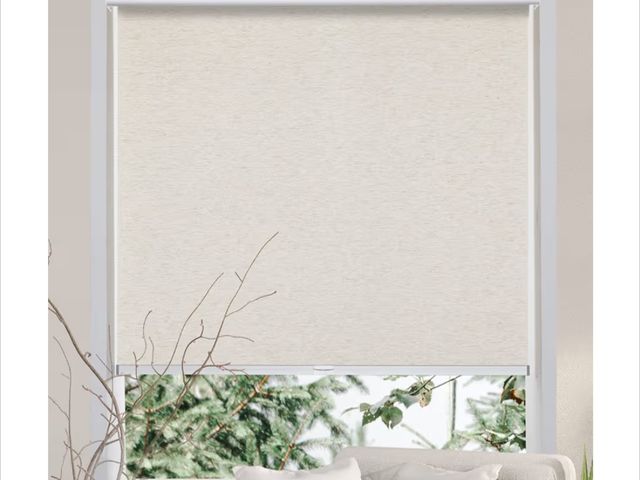 Lot 96-177594 - Persilux Free-Stop Cordless Roller Shades for Windows (Cream 22"W x 72"H) Natural Woven Fabric Light...