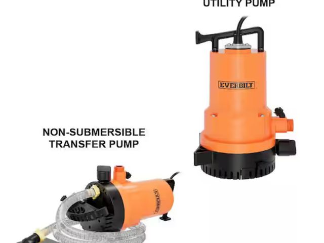Lot 96-168893 - Everbilt 1/4 HP 2-in-1 Submersible Utility and Transfer Pump MSRP $119 

Appears lightly used, untes...