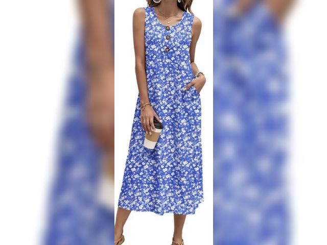 Lot 96-233066 - Fantaslook Long Tank Dresses for Women Summer Sleeveless Button Down Dress Casual Loose Beach Vacati...