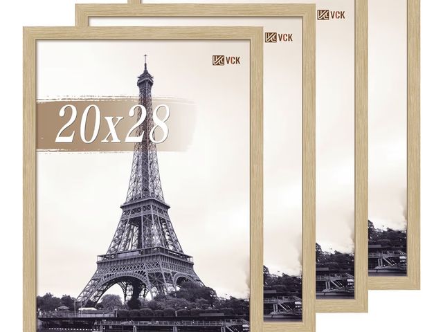 Lot 96-180708 - VCK 20x28 Picture Frame Set of 4 - Oak, Gallery-Quality Wood Poster Frames, 1.1-Inch Wide Border, Po...