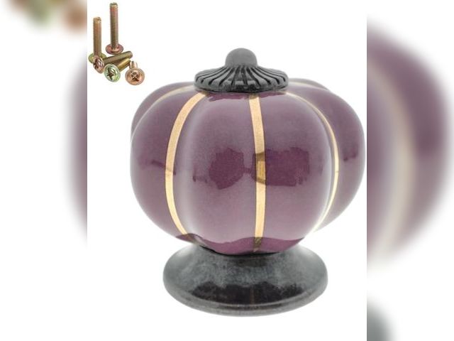 Lot 96-181685 - 10 Pack Vintage Ceramic Pumpkin Cabinet Knobs, Kitchen Cabinet Drawers Dresser Cupboard Pull Handles...