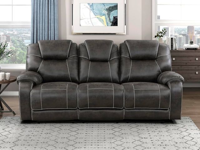 Lot 96-164842 - Lexicon Manual Double Reclining Sofa, Polished Microfiber Wall Hugger 3 Seater Manual Tab Pull Sofa ...