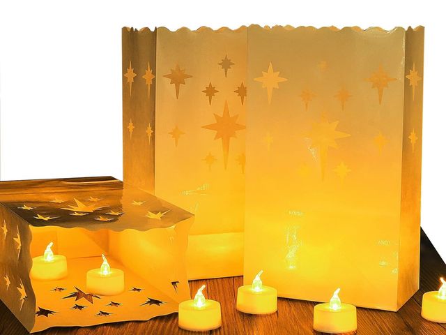 Lot 96-191253 - AceList 30 PCS Luminary Bags with 30 PCS Flameless Candles Flickering Tea Lights Candles Battery Ope...