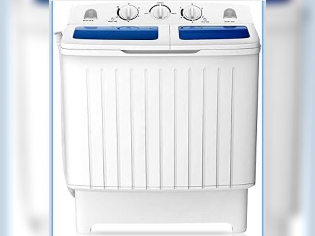 Lot 96-192738 - COSTWAY Portable Washing Machine, Twin Tub 20 Lbs Capacity, Compact Laundry Washer(12 Lbs) and Spinn...