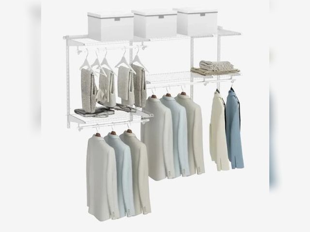 Lot 96-192405 - Custom Closet Organizer Kit 3 to 5 Feet Wall-Mounted Closet System with Hang Rod New