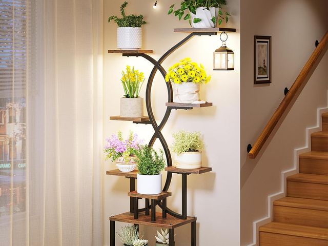 Lot 96-180925 - 9 Tiered Plant Stand Indoor with Grow Light, Tall Plant Shelf with Removable Wheels for Multiple Pla...