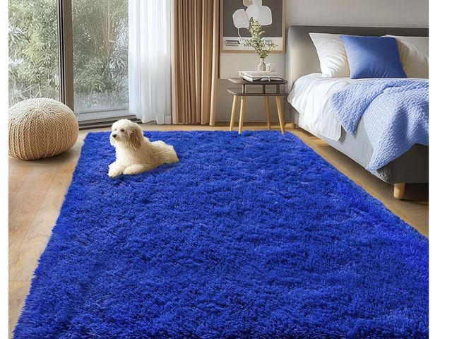 Lot 96-180707 - Blue Fluffy Area Rug for Bedroom, Shag Rugs for Living Room, Kids Rooms Boys Room Nursery, Soft and ...