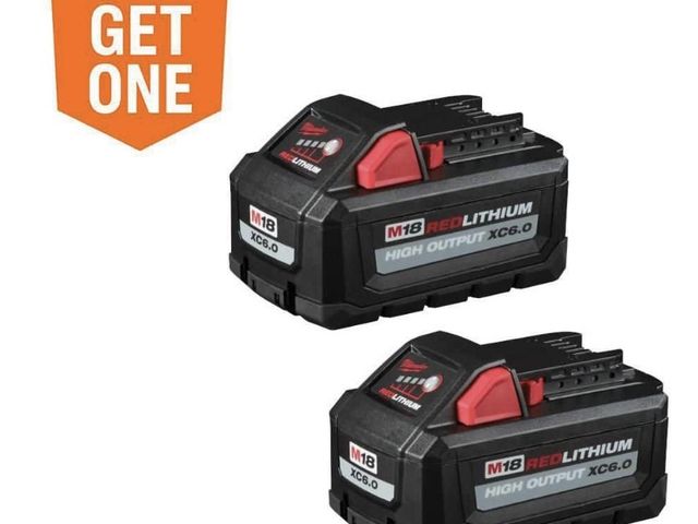 Lot 96-211975 - Milwaukee M18 18-Volt Lithium-lon High Output 6.0Ah Battery Pack (2-Pack) MSRP $299 New