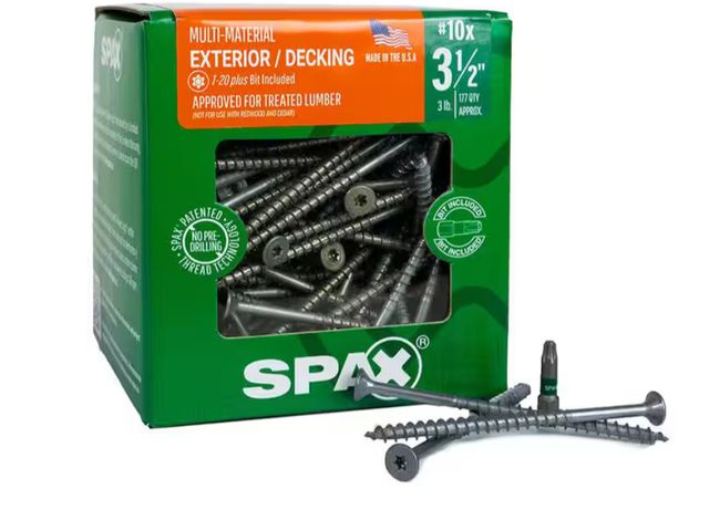 Lot 96-191628 - SPAX #10 x 3-1/2 in. Exterior Flat Head Deck Wood Screws Construction Torx T-Star Plus (177 Each) 3 ...