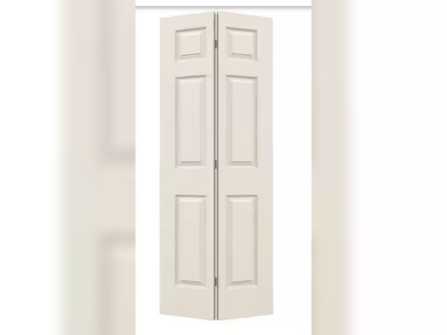 Lot 96-203940 - JELD-WEN 32 in. x 80 in. 6 Panel Colonist Primed Textured Molded Composite Closet Bi-Fold Door MSRP ...
