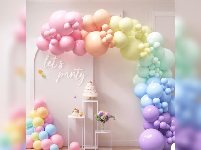 Lot 96-194715 - 5 packs of RUBFAC 154pcs Pastel Rainbow Balloons Different Sizes 18 12 10 5 Inches for Easter Balloo...