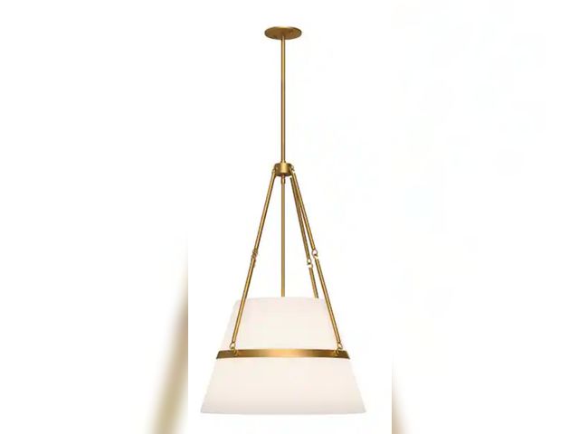 Lot 96-189128 - ALORA MOOD
Oliver 18 in. 1 Light 60-Watt Aged Gold/White Linen Pendant Light
New 
Msrp $398.00