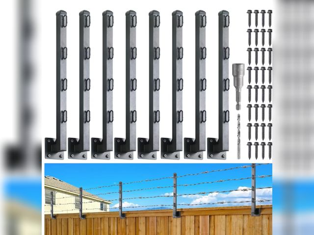 Lot 96-177747 - Hulave 8-Pack Fence Post Extender, High 23" Fence Barbed Wire Extend Arm, Used to add Height to Wood...