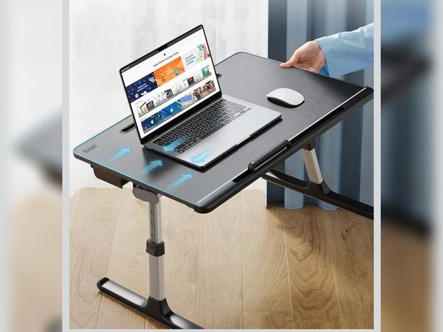 Lot 96-175692 - Laptop Bed Tray Desk, SAIJI X-Large Adjustable Laptop Table, Foldable Laptop Desk with Storage Drawe...