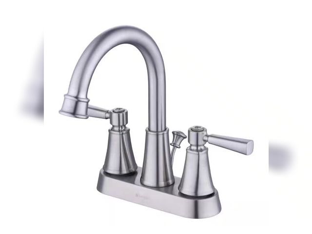 Lot 96-182120 - Glacier Bay Melina 4 in. Centerset Double Handle High-Arc Bathroom Faucet in Brushed Nickel New