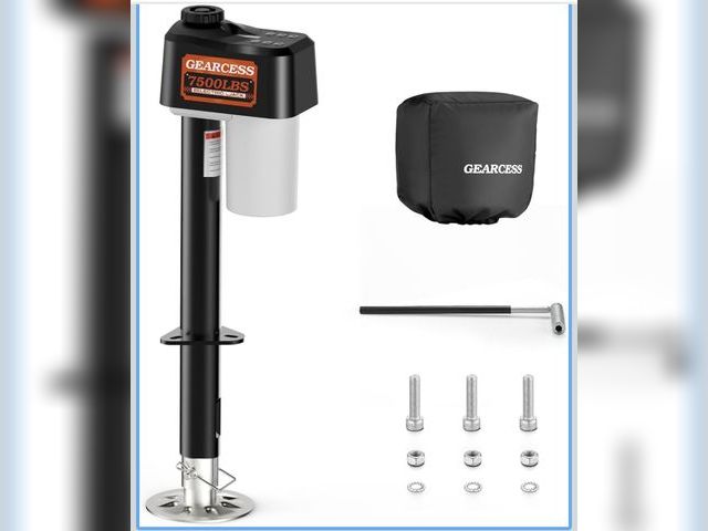 Lot 96-175282 - Upgraded Electric Trailer Jack to 7500 LBS, RV Electric Tongue Jack with Built-in Spirit Level for T...