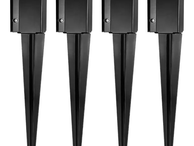 Lot 96-177455 - 24 inch Fence Post Anchor Ground Spike Heavy Duty Metal Black Powder Coated Fence Stakes Post Base, ...
