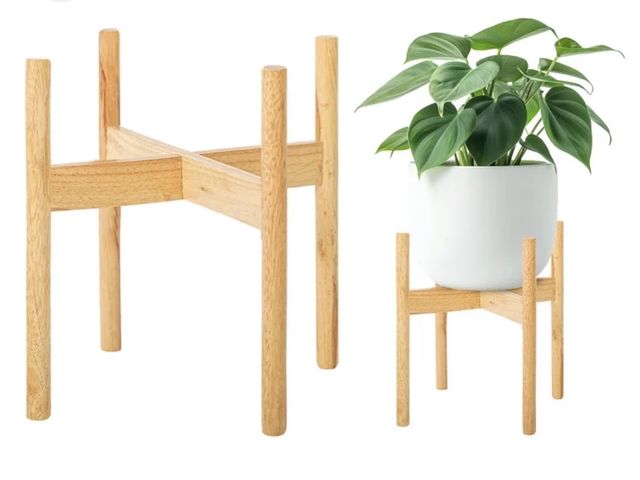 Lot 96-230664 - Nabytok Wood 15.3" x 16.1" Plant Stand Indoor Outdoor, Wooden Single Floor Plant Pot Holder, Natural...