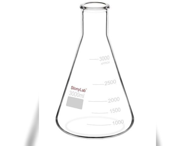 Lot 96-175831 - stonylab (1 Pack) 3000 ml Narrow Mouth Erlenmeyer Glass Flasks with Heavy Duty Rim, 3000 ml

New
