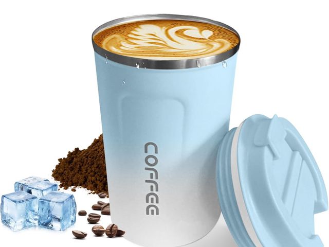 Lot 96-191006 - Travel coffee mugs leak-proof, reusable coffee cups with lids, stainless steel vacuum thermos coffee...
