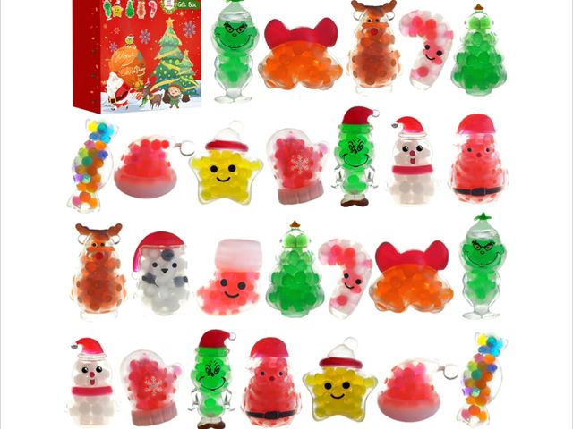 Lot 96-198129 - 28PCS Christmas Squishies Toys,Stress Ball Fidget Toys for Stress Relief Anxiety,Christmas Party Fav...