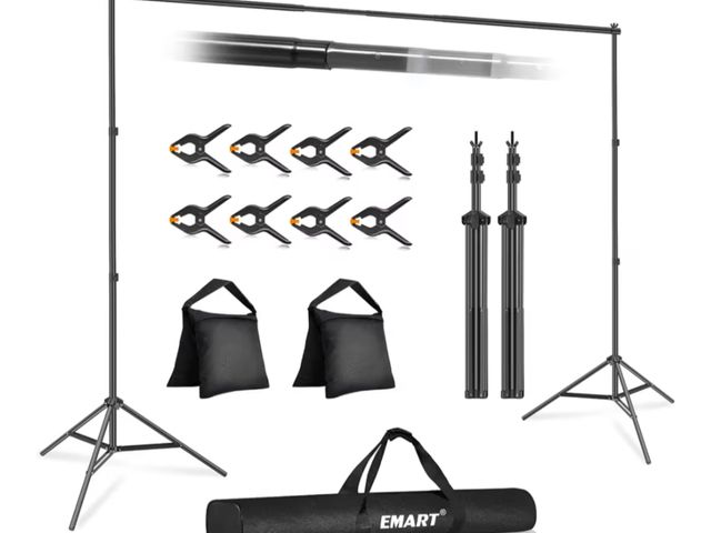 Lot 96-181275 - EMART Backdrop Stand 10x7ft(WxH) Photo Studio Adjustable Background Stand Support kit with 2 Crossba...