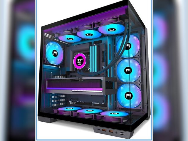Lot 96-173857 - H1 HYXN ATX PC Case - Pre-Installed with 7 PWM ARGB Fans - Dual Cavity Mid-Tower PC Gaming Case - wi...