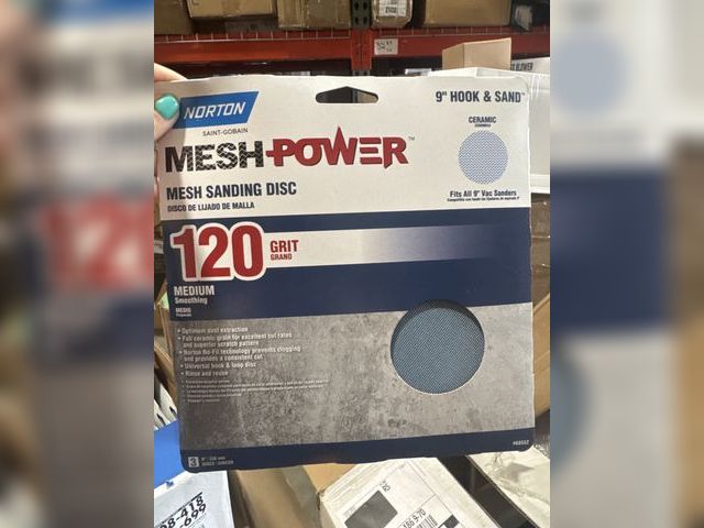 Lot 96-165242 - 5 Packs of Norton MeshPower 9" Hook &amp; Sand Mesh Sanding Discs with a 120 grit ceramic

New