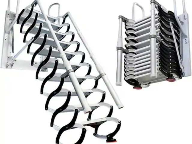 Lot 96-173806 - KIWDZFU
9.8 ft. - 11.5 ft. 13-Steps Metal Retractable Loft Foldable Attic Ladder w/ 2-Handrails, 660...