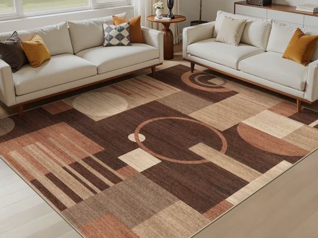 Lot 96-230896 - MICGEEK 5x7 Washable Area Rugs for Living Room, Modern Geometric Printed Rug, Vacuum-Friendly, Non S...