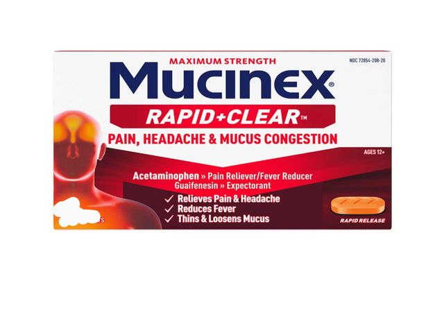 Lot 96-200822 - Mucinex Rapid Clear Pain, Headache &amp; Mucus Congestion Relief, Maximum Strength Caplets, 30 ct Ex...