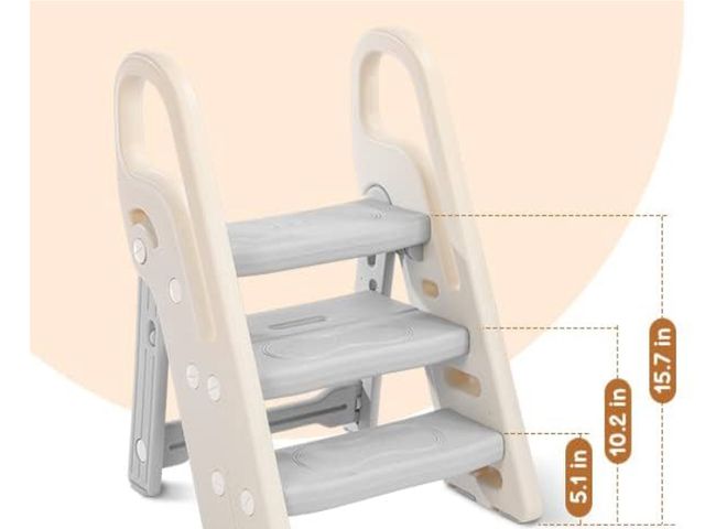 Lot 96-163970 - Onasti Foldable Step Stool for Bathroom Sink, Adjustable 3 Step Stool for Kids Toilet Potty Training...