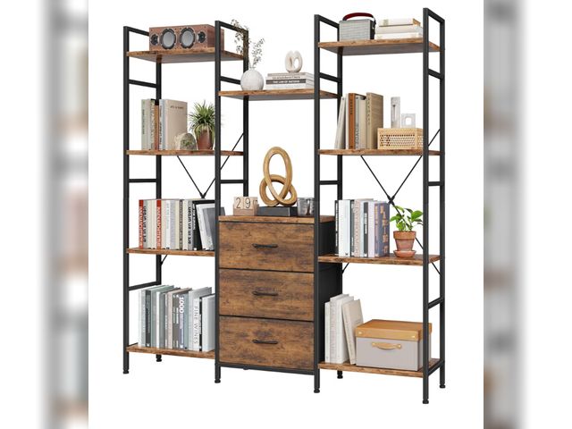Lot 96-180601 - AFLUI
4.6
4.6 out of 5 stars
(191)
Triple Bookshelf with 3 Fabric Drawers, 4-Tier Book Shelf and 10 ...