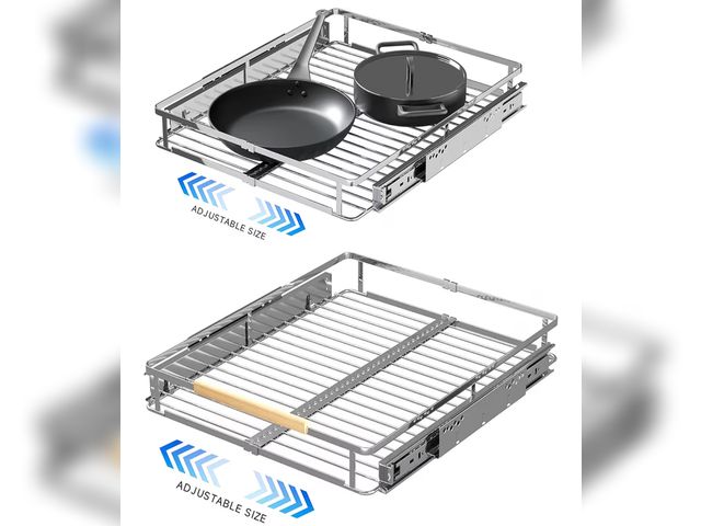 Lot 96-178857 - 2Pack Expandable Pull Out Cabinet Organizer,12.2~17.9"W x 22.5"D Heavy Duty Slide Out Shelves Adjust...