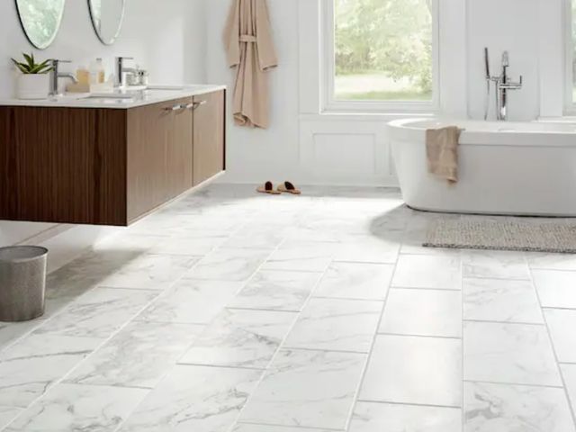 Lot 96-232865 - 374.40 sq ft of Marazzi EpicClean Milton Arabescato Marble 12 in. x 24 in. Glazed Porcelain Floor an...