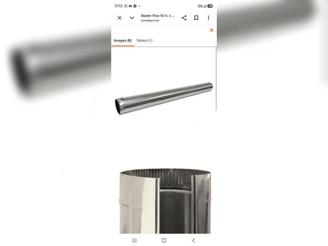 Lot 96-232902 - Master Flow 10 in. x 5 ft. Round Metal Duct Pipe Has some dents around edges