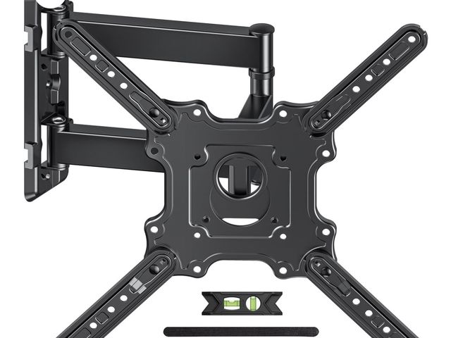 Lot 96-230390 - MountLiving Full Motion TV Wall Mount for 26-65 inch TVs, Single Stud Corner Bracket with Swivel &am...